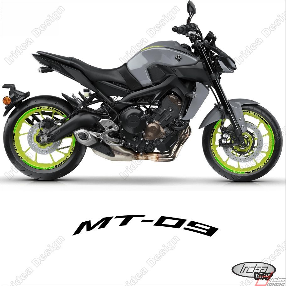 RIM WHEEL STICKERS SPORT BLACK GREEN FOR YAMAHA MT09 850