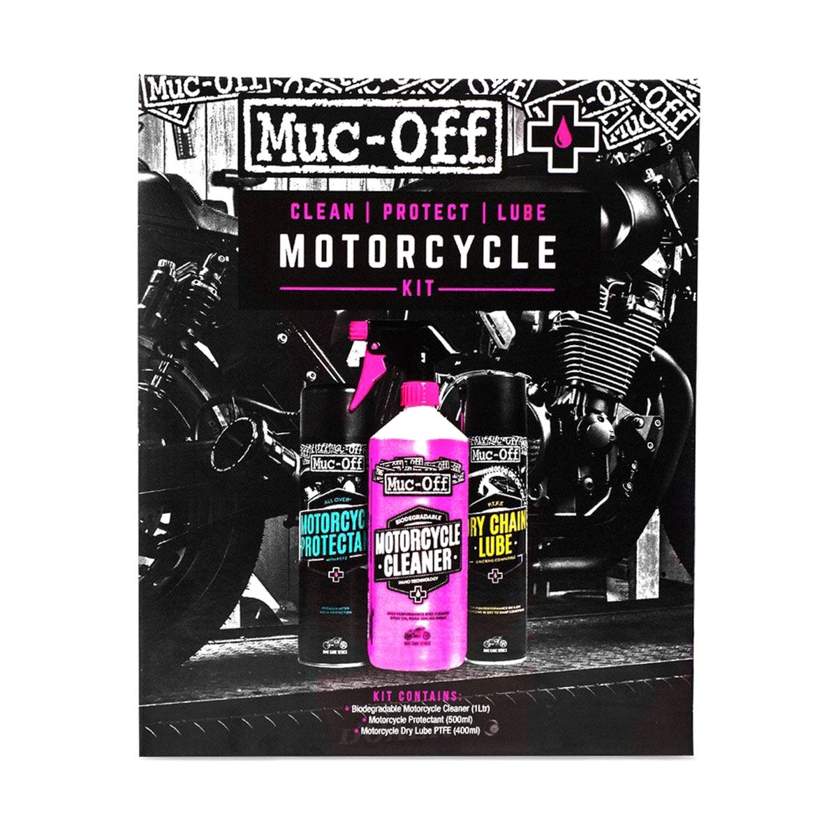 muc-off kit pulizia moto multipack detergente protettivo e lubrificante  catena