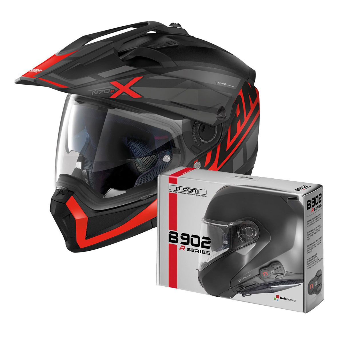 casco modulare nolan n70-2 x 22.06 mirage n-com 055 con interfono b902 r